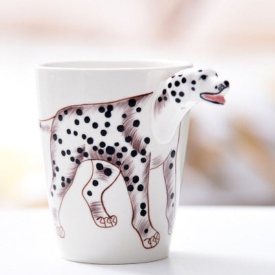 Festival gift Ceramic coffee milk tea mug 3D animal shape Hand painted Cow cup - Amazhona 