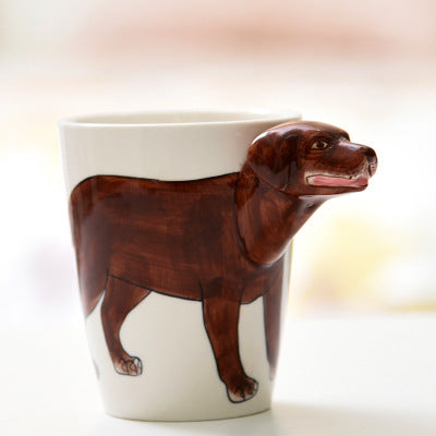 Festival gift Ceramic coffee milk tea mug 3D animal shape Hand painted Cow cup - Amazhona 