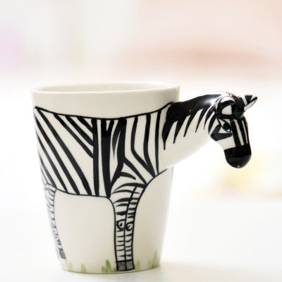 Festival gift Ceramic coffee milk tea mug 3D animal shape Hand painted Cow cup - Amazhona 