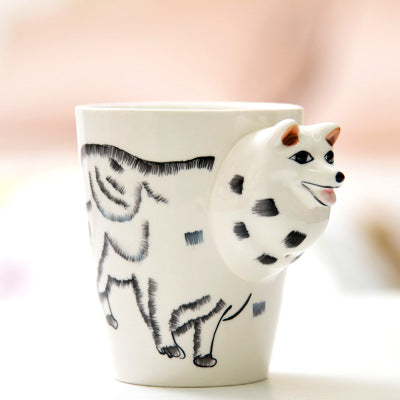 Festival gift Ceramic coffee milk tea mug 3D animal shape Hand painted Cow cup - Amazhona 