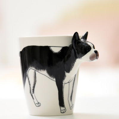 Festival gift Ceramic coffee milk tea mug 3D animal shape Hand painted Cow cup - Amazhona 