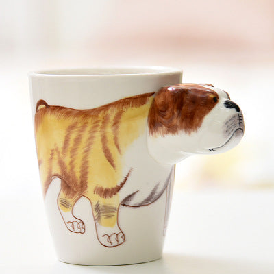 Festival gift Ceramic coffee milk tea mug 3D animal shape Hand painted Cow cup - Amazhona 