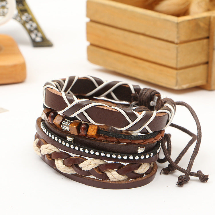 First Layer Cowhide Braided Bracelet Exotic Handmade Woven Multi-layer - Amazhona 