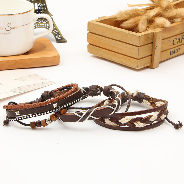 First Layer Cowhide Braided Bracelet Exotic Handmade Woven Multi-layer - Amazhona 