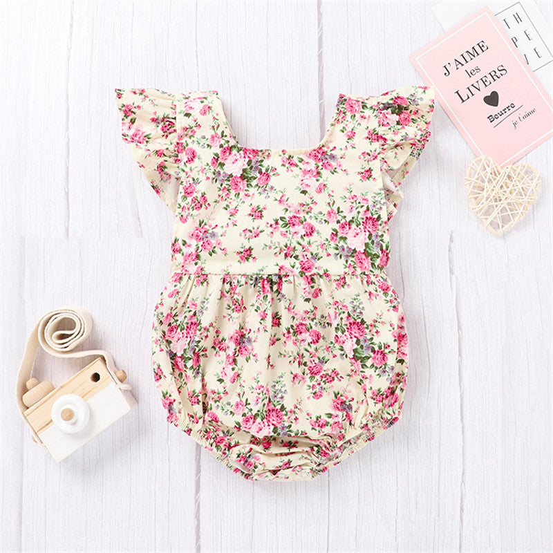 Floral Romper One-piece Romper For Infant And Toddler Girls - Amazhona 