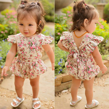 Floral Romper One-piece Romper For Infant And Toddler Girls - Amazhona 