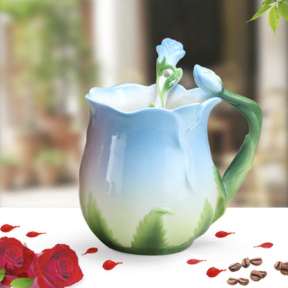 Flower Ceramic Coffee Cup Flower Tea Rose Mug - Amazhona 