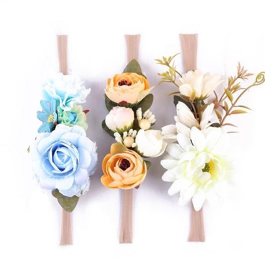 Flower Headband Baby Headdress Photo Headband Headband Child Camellia Wreath Seaside Holiday Simulation Flower Hair Band - Amazhona 