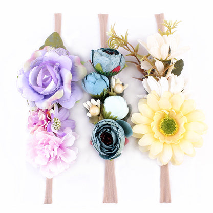 Flower Headband Baby Headdress Photo Headband Headband Child Camellia Wreath Seaside Holiday Simulation Flower Hair Band - Amazhona 