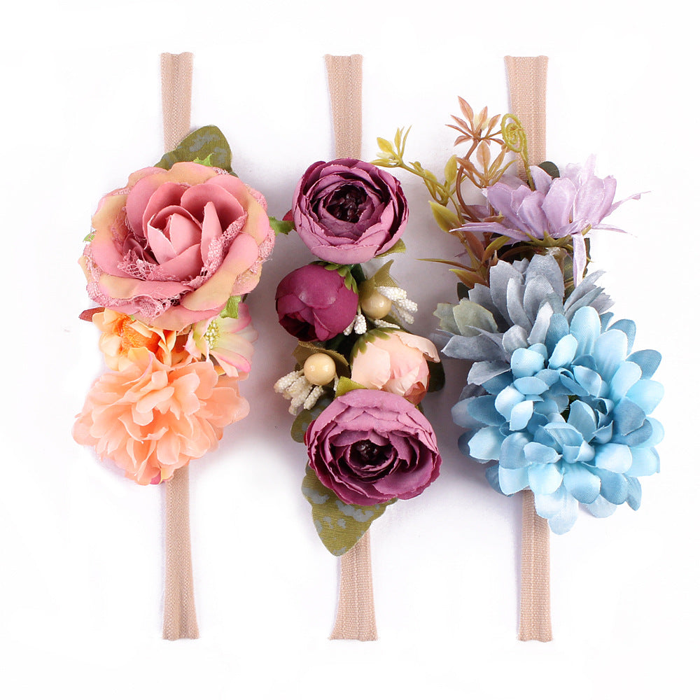 Flower Headband Baby Headdress Photo Headband Headband Child Camellia Wreath Seaside Holiday Simulation Flower Hair Band - Amazhona 