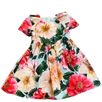 Flower Short Sleeved Girls Summer Dress - Amazhona 