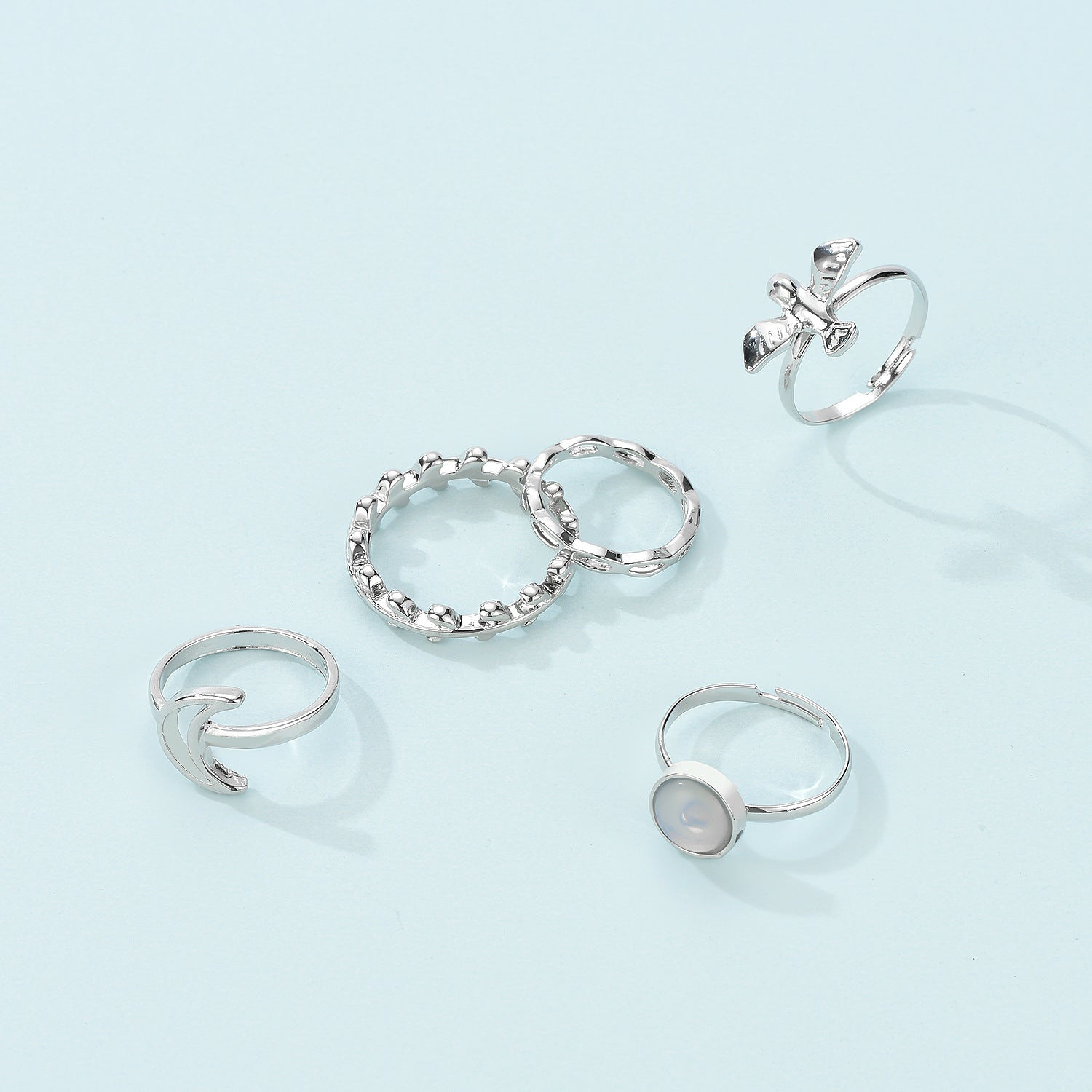 Flying Bird Shape Alloy Ring Moon 5-piece Set - Amazhona 