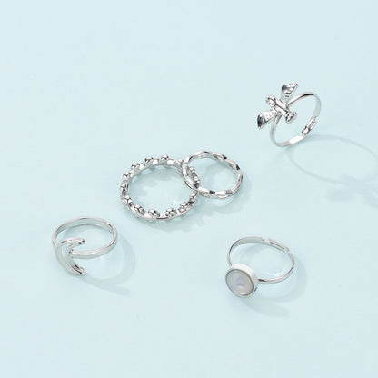 Flying Bird Shape Alloy Ring Moon 5-piece Set - Amazhona 