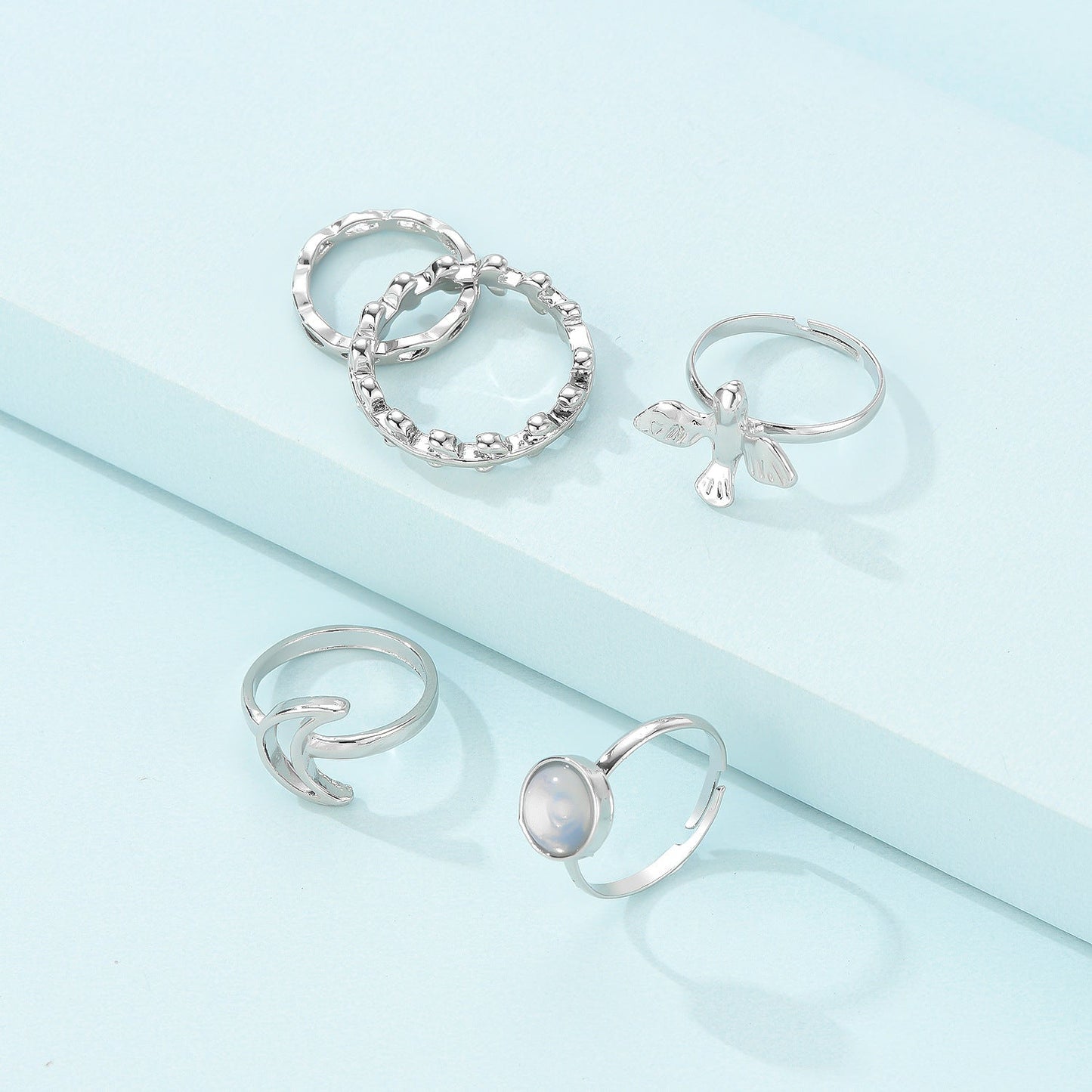 Flying Bird Shape Alloy Ring Moon 5-piece Set - Amazhona 