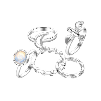 Flying Bird Shape Alloy Ring Moon 5-piece Set - Amazhona 