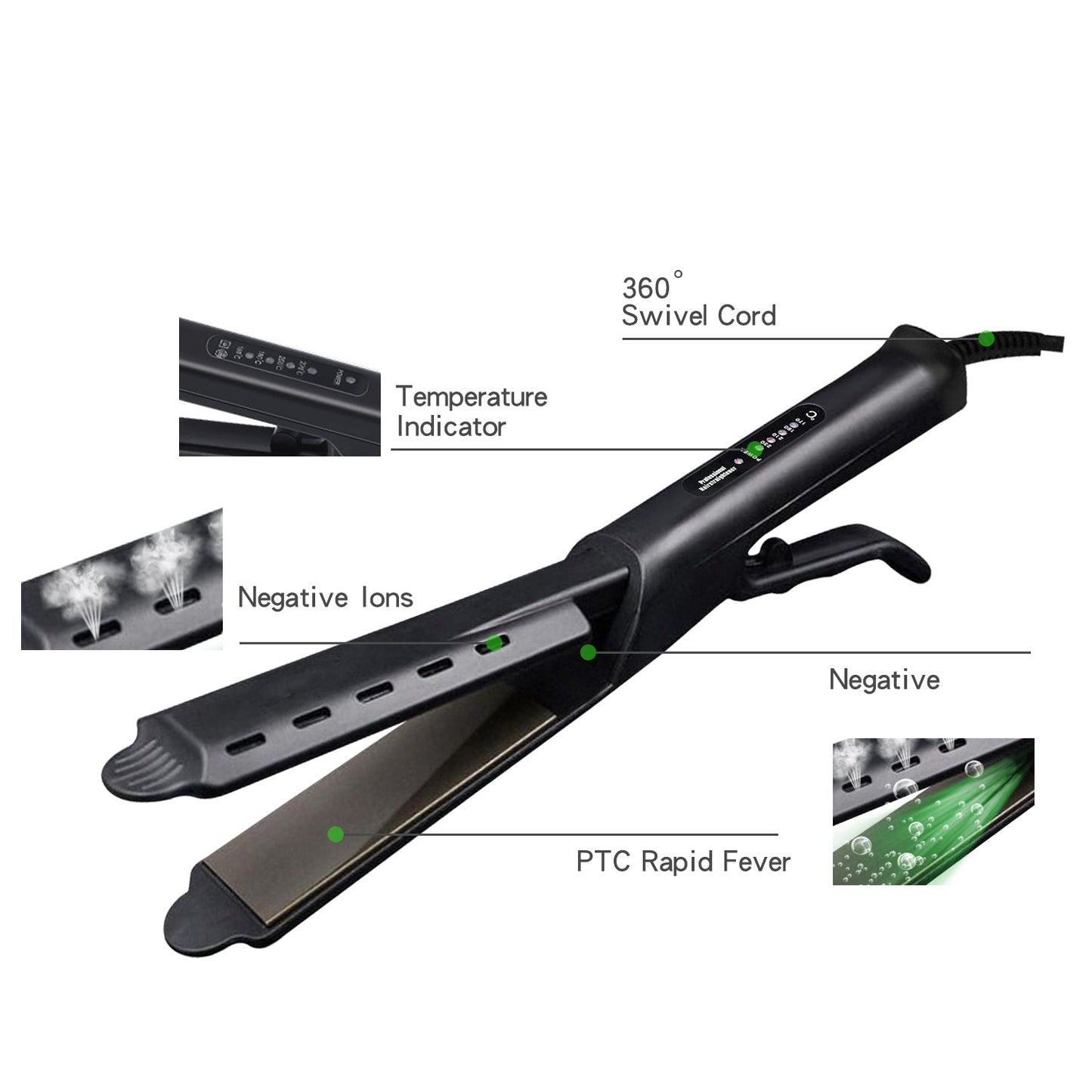 Four-gear Ceramic Tourmaline Ionic Flat Iron Hair Straightener For Women Professional Hair Straightener - Amazhona 