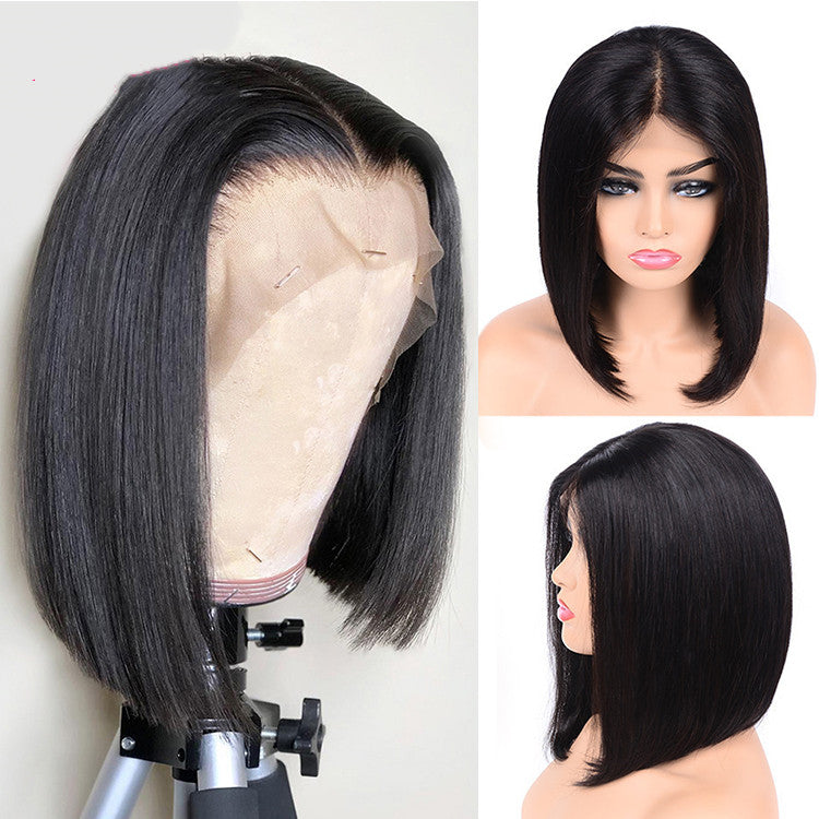 Front lace black short straight hair - Amazhona 