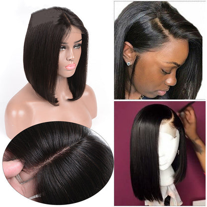 Front lace black short straight hair - Amazhona 