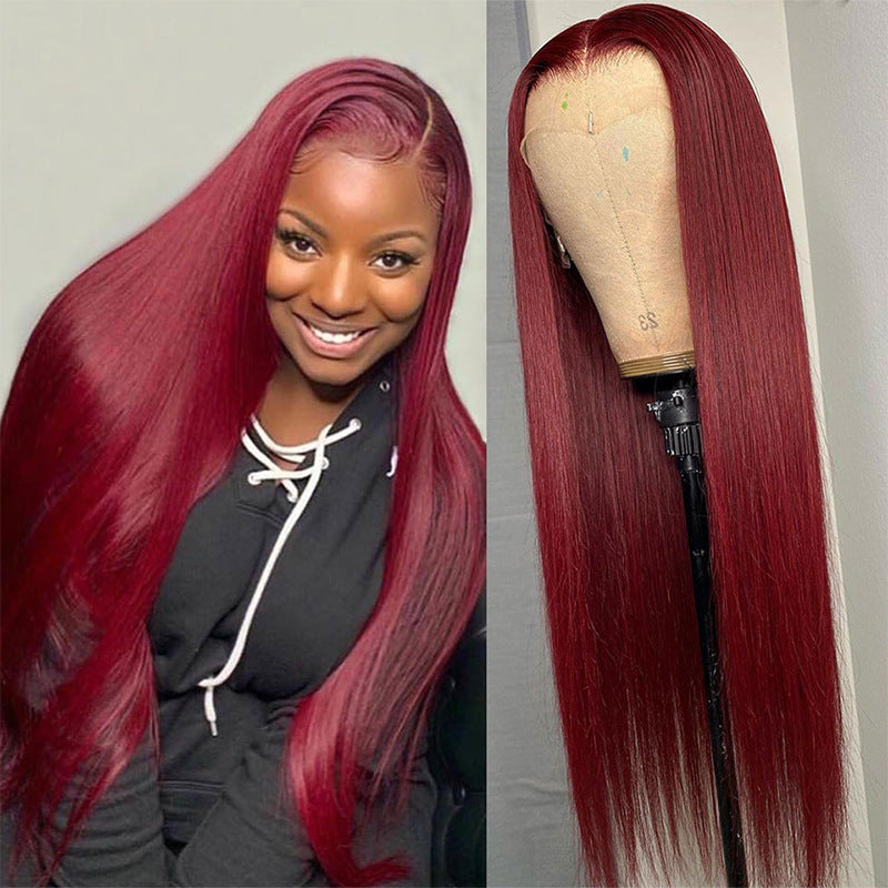 Full Headgear Long Straight Front Lace Wig Smooth Hair - Amazhona 