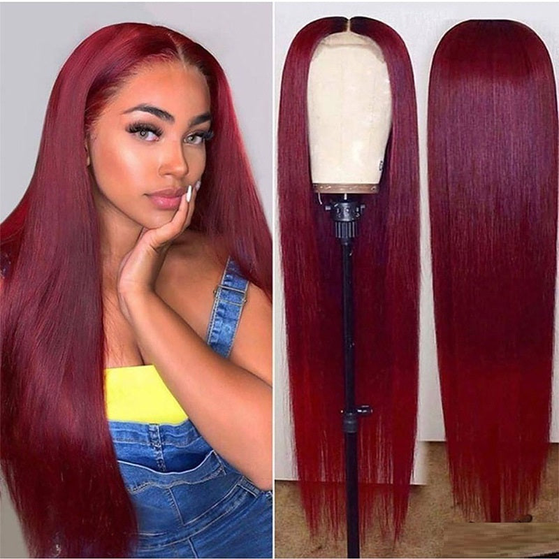 Full Headgear Long Straight Front Lace Wig Smooth Hair - Amazhona 