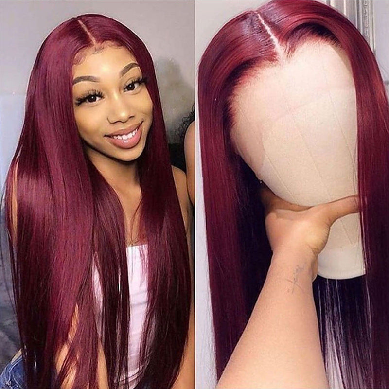 Full Headgear Long Straight Front Lace Wig Smooth Hair - Amazhona 