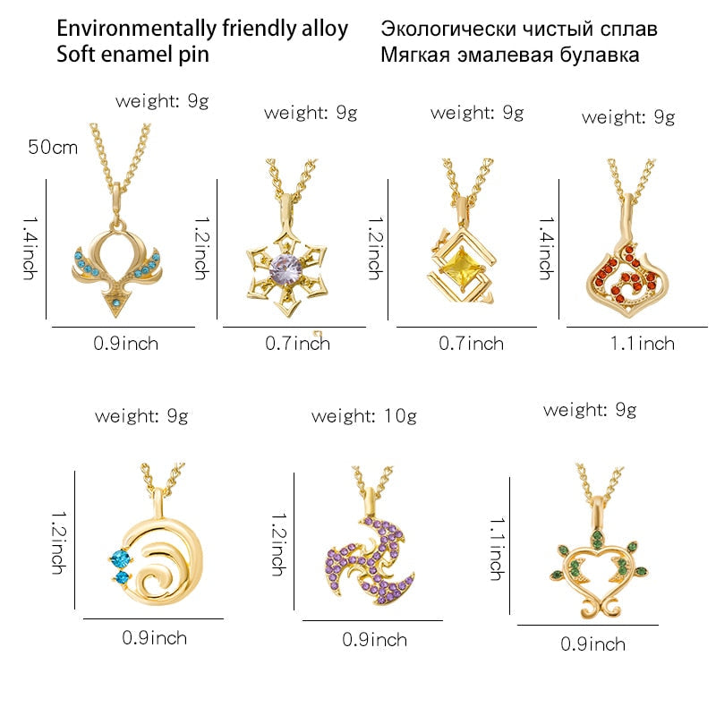 Game Genshin Impact Necklace Geo Cyro Dendro Electro Pyro Eye of God Element Symbol Fashion Metal Accessories Gift for Friends - Amazhona 