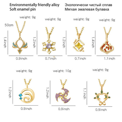 Game Genshin Impact Necklace Geo Cyro Dendro Electro Pyro Eye of God Element Symbol Fashion Metal Accessories Gift for Friends - Amazhona 