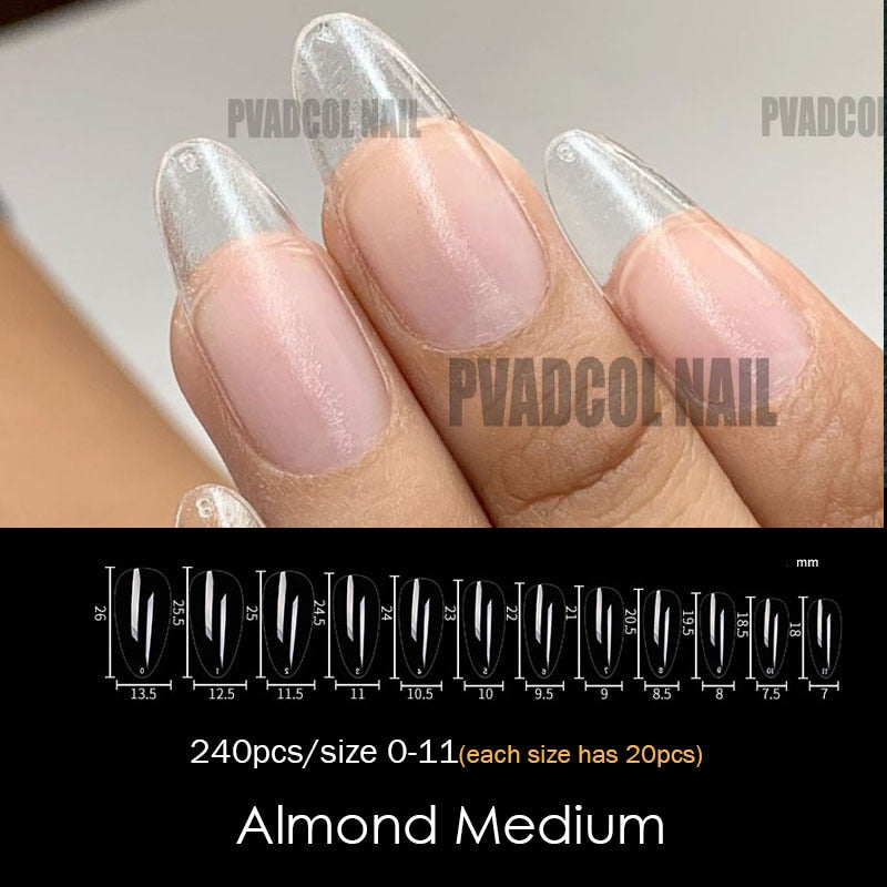 Gel Nails Extension System Full Cover Sculpted Clear Stiletto Coffin False Nail Tips 240pcs/bag - Amazhona 