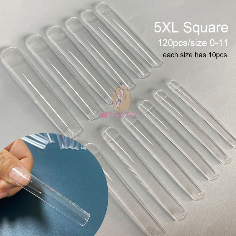 Gel Nails Extension System Full Cover Sculpted Clear Stiletto Coffin False Nail Tips 240pcs/bag - Amazhona 