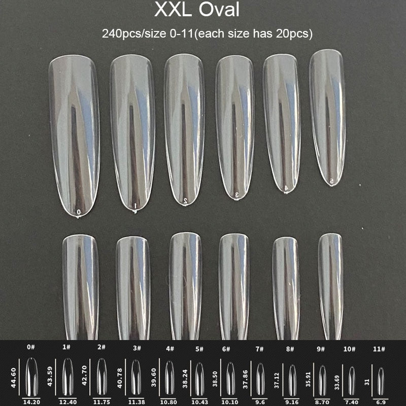 Gel Nails Extension System Full Cover Sculpted Clear Stiletto Coffin False Nail Tips 240pcs/bag - Amazhona 