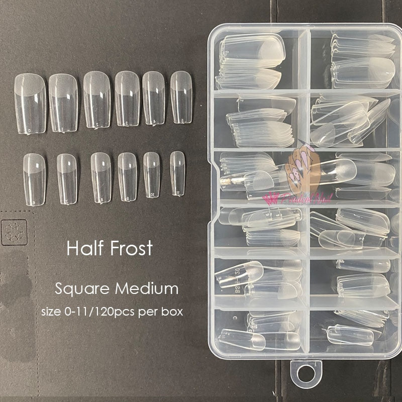 Gel Nails Extension System Full Cover Sculpted Clear Stiletto Coffin False Nail Tips 240pcs/bag - Amazhona 