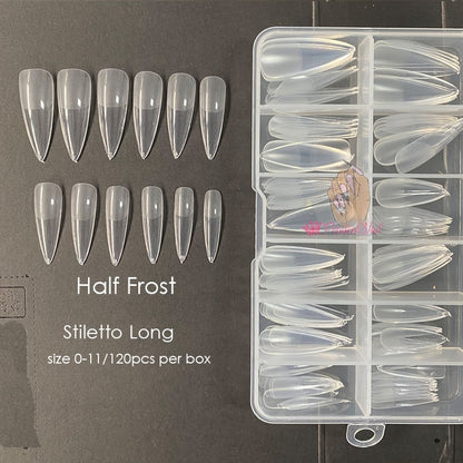 Gel Nails Extension System Full Cover Sculpted Clear Stiletto Coffin False Nail Tips 240pcs/bag - Amazhona 