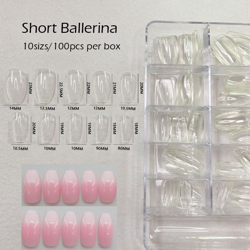 Gel Nails Extension System Full Cover Sculpted Clear Stiletto Coffin False Nail Tips 240pcs/bag - Amazhona 