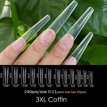 Gel Nails Extension System Full Cover Sculpted Clear Stiletto Coffin False Nail Tips 240pcs/bag - Amazhona 