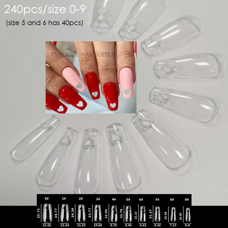 Gel Nails Extension System Full Cover Sculpted Clear Stiletto Coffin False Nail Tips 240pcs/bag - Amazhona 