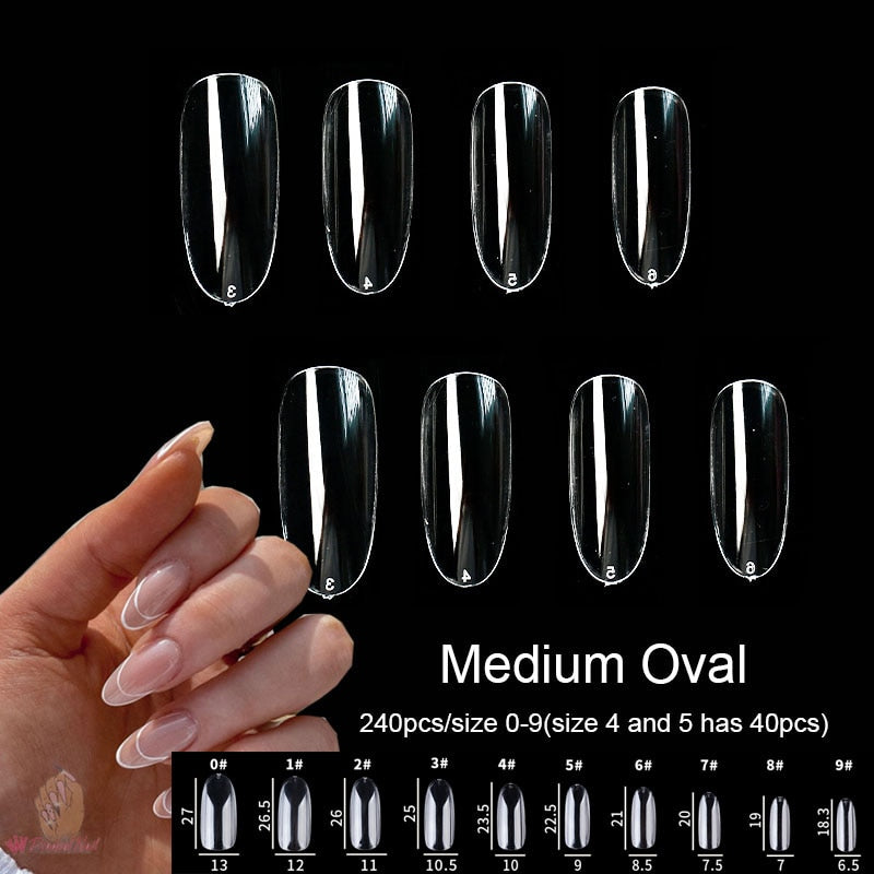 Gel Nails Extension System Full Cover Sculpted Clear Stiletto Coffin False Nail Tips 240pcs/bag - Amazhona 