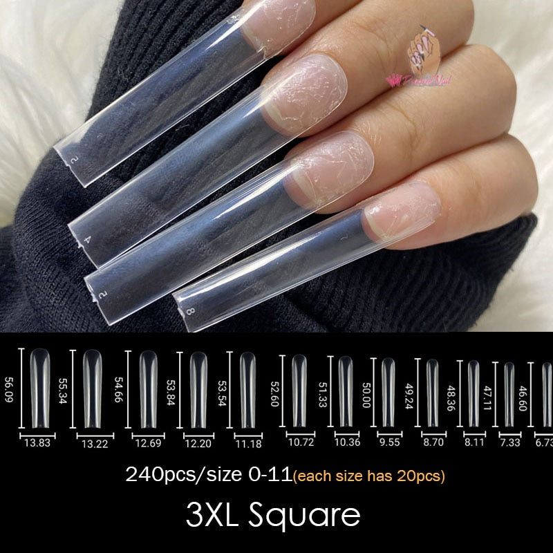 Gel Nails Extension System Full Cover Sculpted Clear Stiletto Coffin False Nail Tips 240pcs/bag - Amazhona 