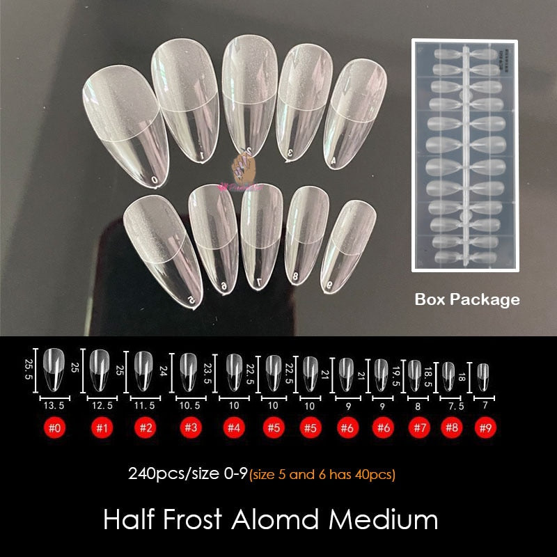 Gel Nails Extension System Full Cover Sculpted Clear Stiletto Coffin False Nail Tips 240pcs/bag - Amazhona 