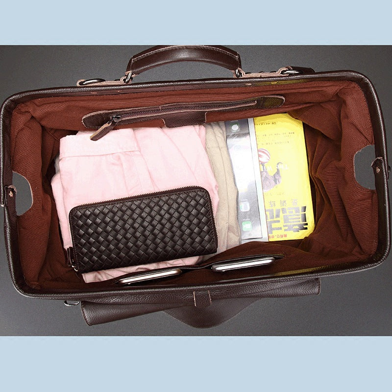 Genuine Leather Business Luggage And Travel Bag - Amazhona 