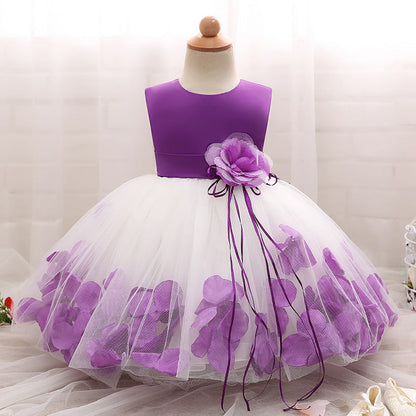 Girl dress, baby princess dress dress, petal full moon baby skirt - Amazhona 