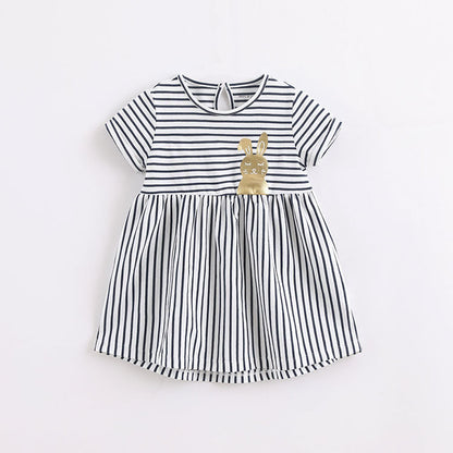 Girl's yarn-dyed striped dress - Amazhona 