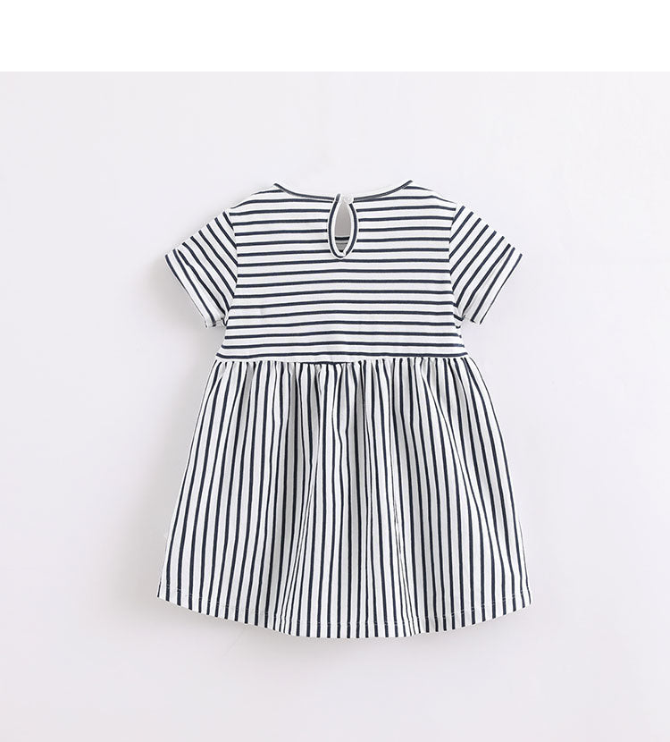 Girl's yarn-dyed striped dress - Amazhona 