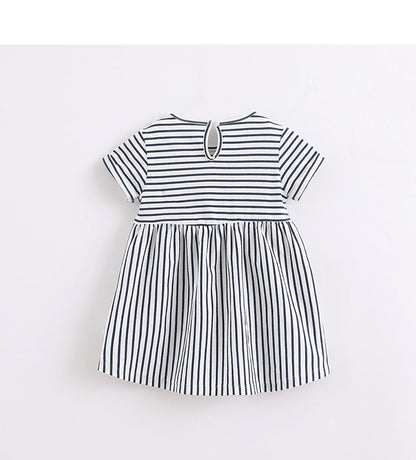 Girl's yarn-dyed striped dress - Amazhona 