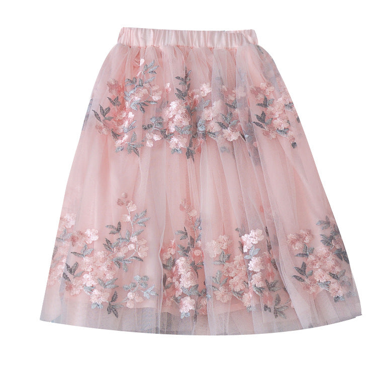 Girls Casual Mesh Floral Tutu Skirt - Amazhona 