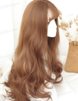 Girls Curl Big Waves Korean Air Liuhai Lifelike Wig Headset - Amazhona 