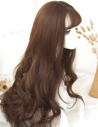 Girls Curl Big Waves Korean Air Liuhai Lifelike Wig Headset - Amazhona 