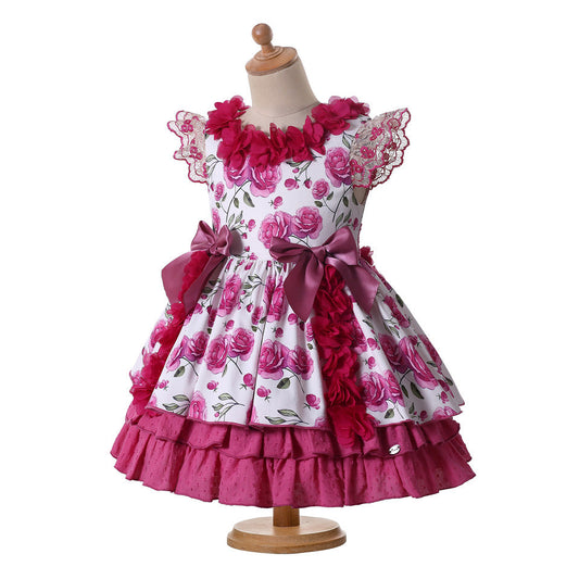 Girls Floral Dress Cute Birthday Flower - Amazhona 