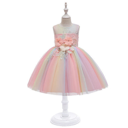 Girls' One Year Old 61 Performance Costume Flower Girl Dress - Amazhona 