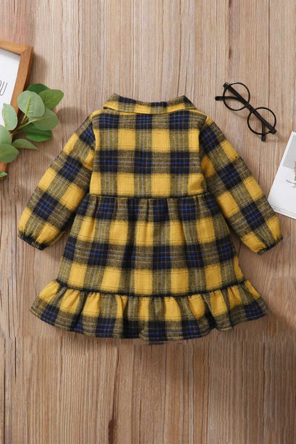 Girls Plaid Ruffled Shirt Dress - Amazhona 