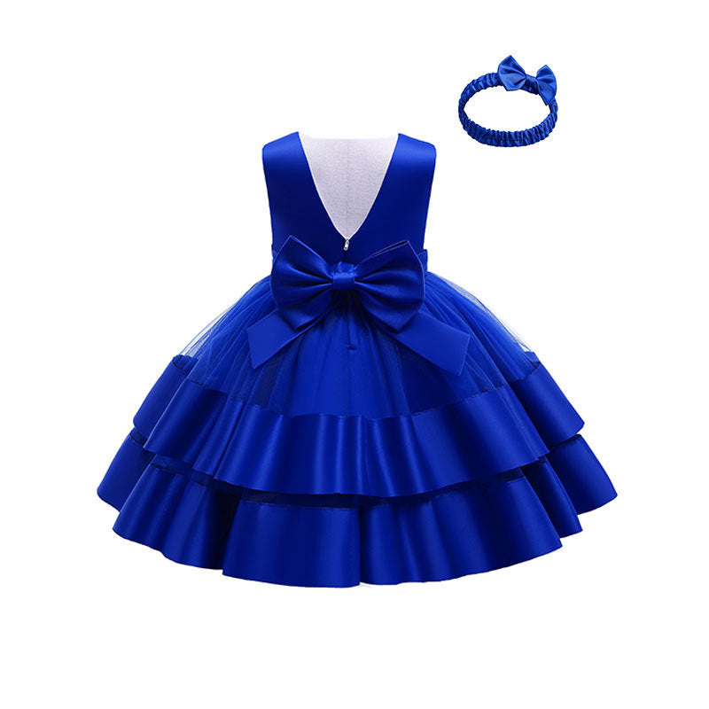 Girls' Puffy One-year-old Full Moon Birthday Dress - Amazhona 